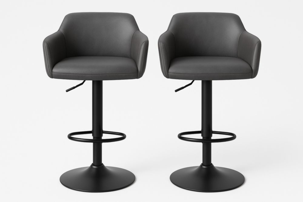 Tabourets de Bar Réglables en Hauteur Lot de 2 Cuir Pu Gris