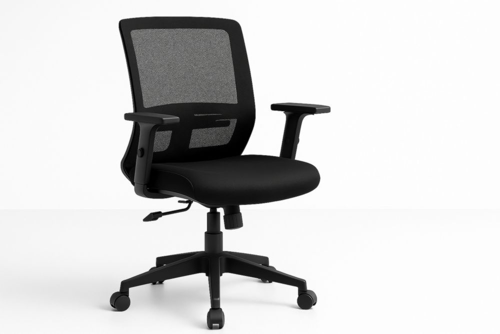 Chaise de Bureau Ergonomique Noir avec Dossier en Maille et Accoudoirs Réglables
