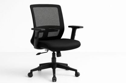 Chaise de Bureau Ergonomique Noir avec Dossier en Maille et Accoudoirs Réglables