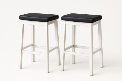 Tabouret de Bar Ensemble 2 Pièces Bois PU Noir 65 cm
