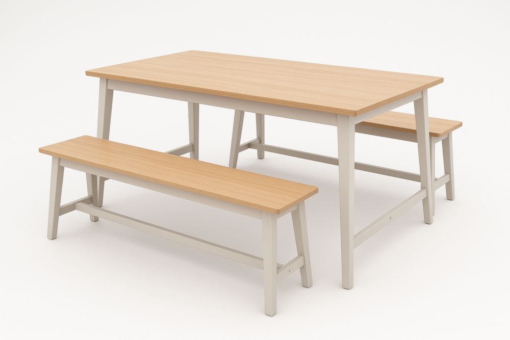 Table avec bancs en bois et métal 150x75x74 cm