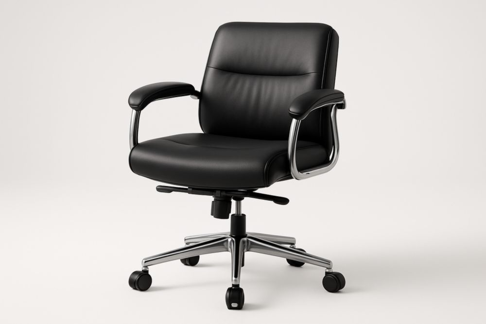 Chaise de bureau cuir PU noir hauteur réglable roulettes