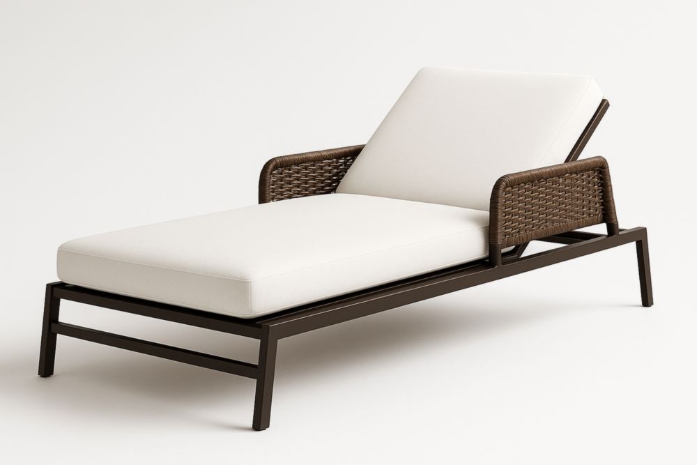 Transat extérieur réglable aluminium/polypropylène blanc/marron 200x70x35 cm