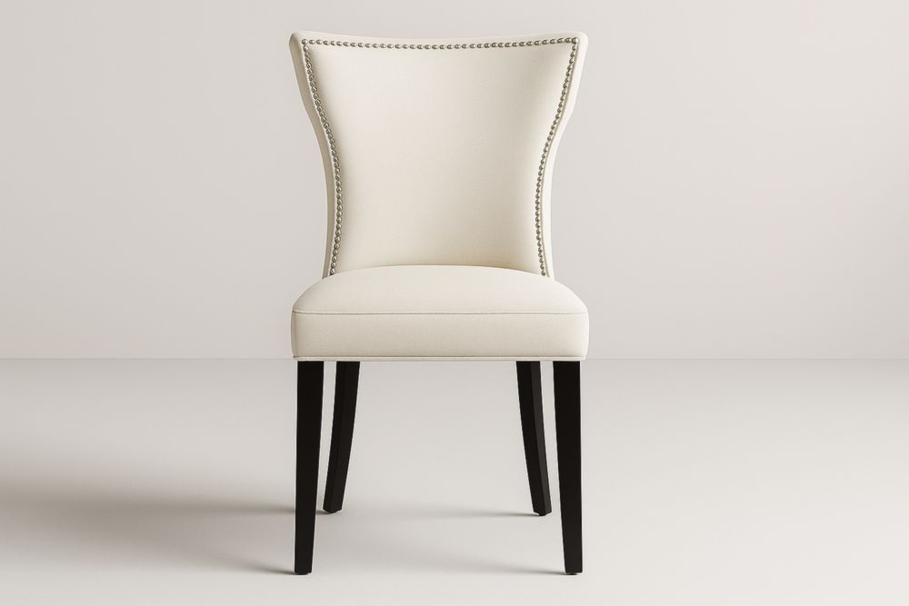 Chaise de Salle à Manger en Tissu Beige avec Pieds en Bois Noir