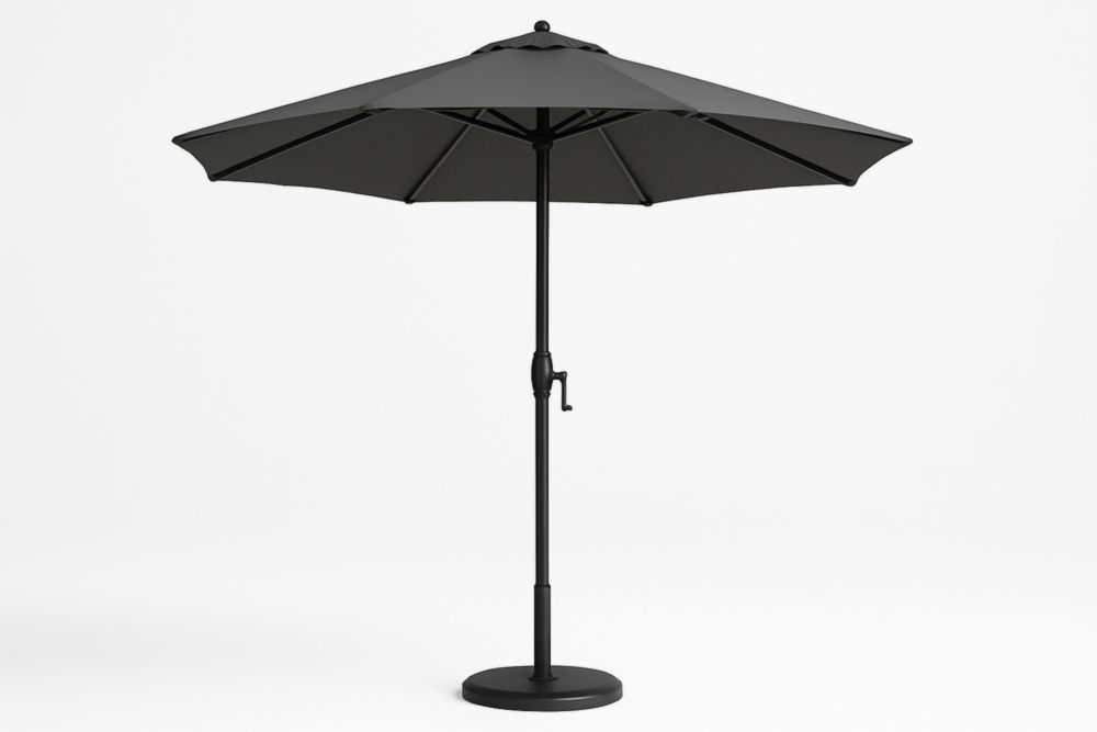 Parasol Rond Noir en Polyester 300cm avec Manche en Aluminium 260cm