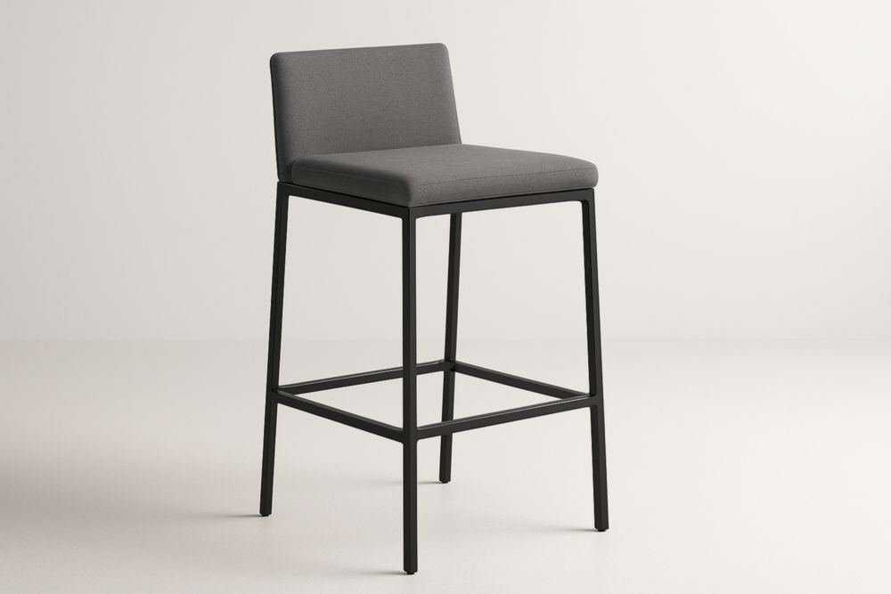 Chaise de Bar Grise Tissu Polyester Cadre Métal 109 cm