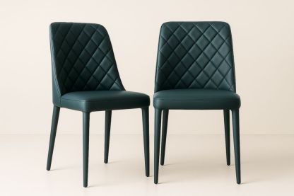 Chaise rembourrée en cuir synthétique vert foncé 45x55x80 cm