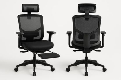 Chaise de Bureau Ergonomique en Maille avec Repose-pieds Noir