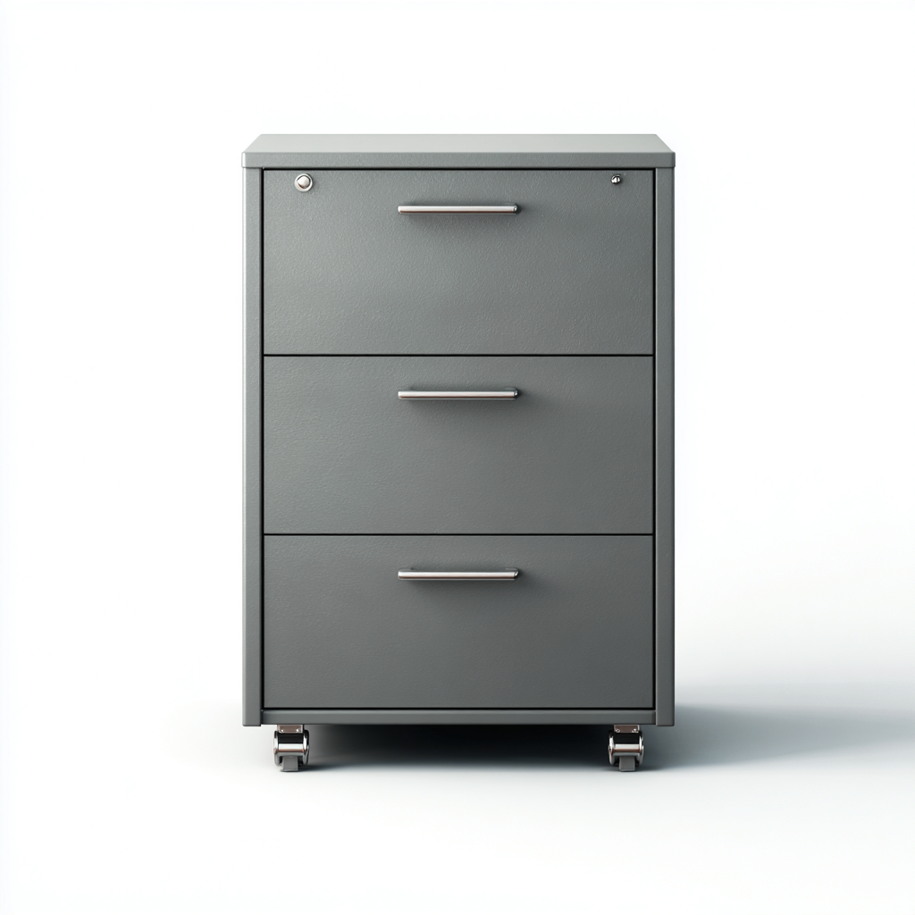 Aktenschrank aus Metall 45x40x75 cm - dunkelgrau - mit drei Schubladen und Rollen im modernen Design-Spaceova