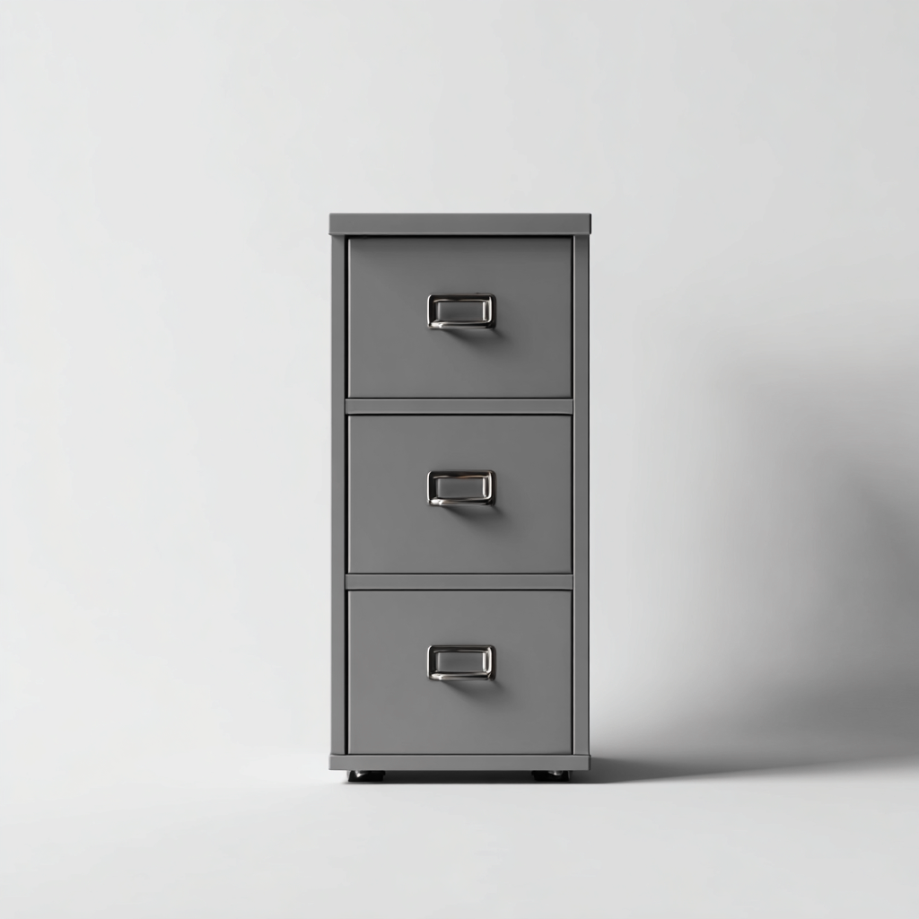 Aktenschrank aus Metall 45x40x95 cm - grau - mit drei Schubladen im klassischen Design