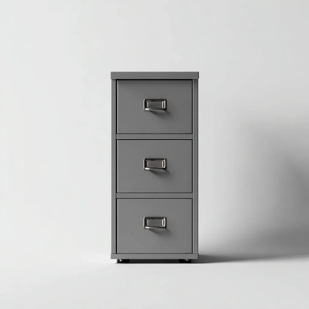 Aktenschrank aus Metall 45x40x95 cm - grau - mit drei Schubladen im klassischen Design