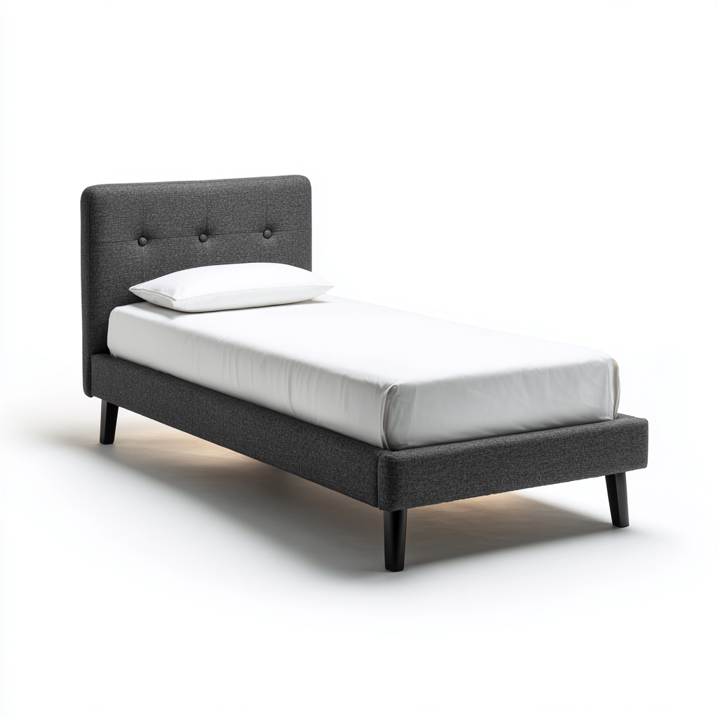Einzelbett Stoff 200x90x90 cm - dunkelgrau - skandinavisches Design mit gepolstertem Kopfteil-Spaceova