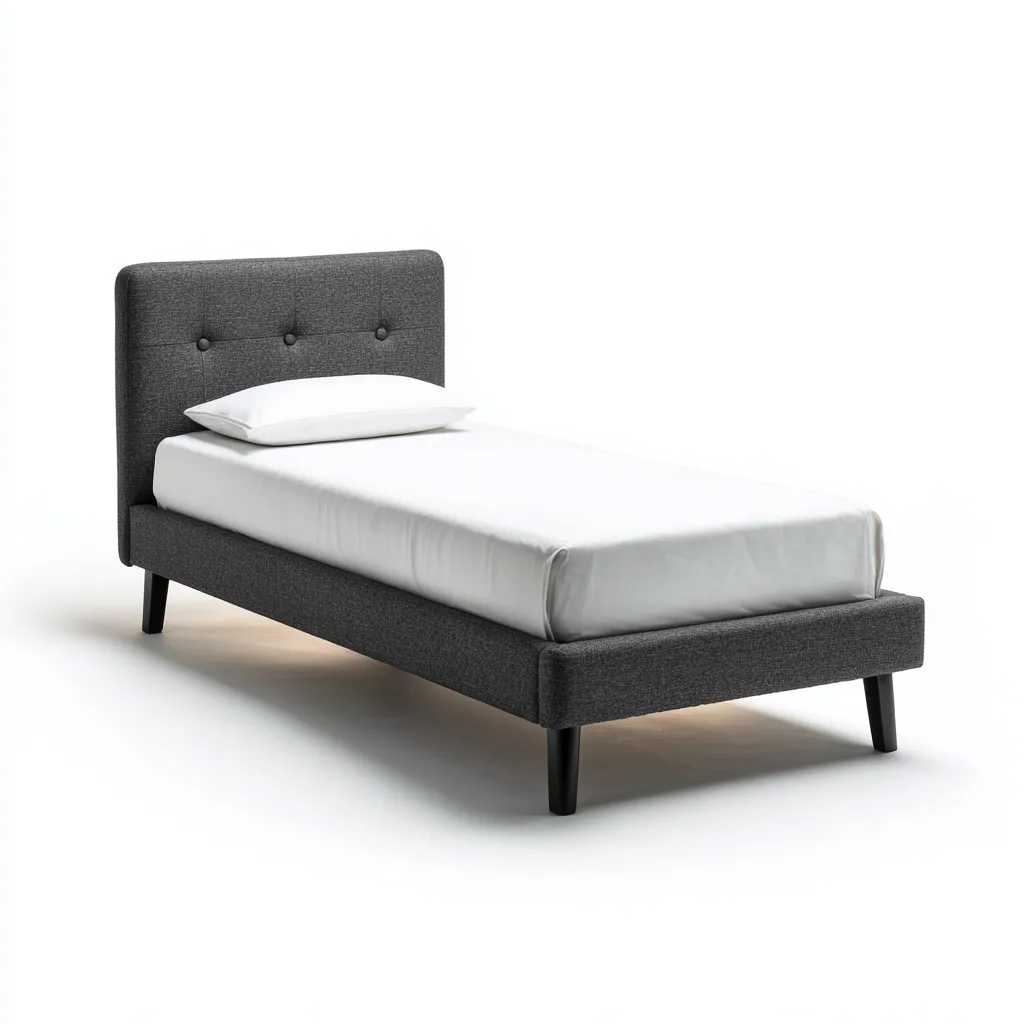 Einzelbett Stoff 200x90x90 cm - dunkelgrau - skandinavisches Design mit gepolstertem Kopfteil-Spaceova