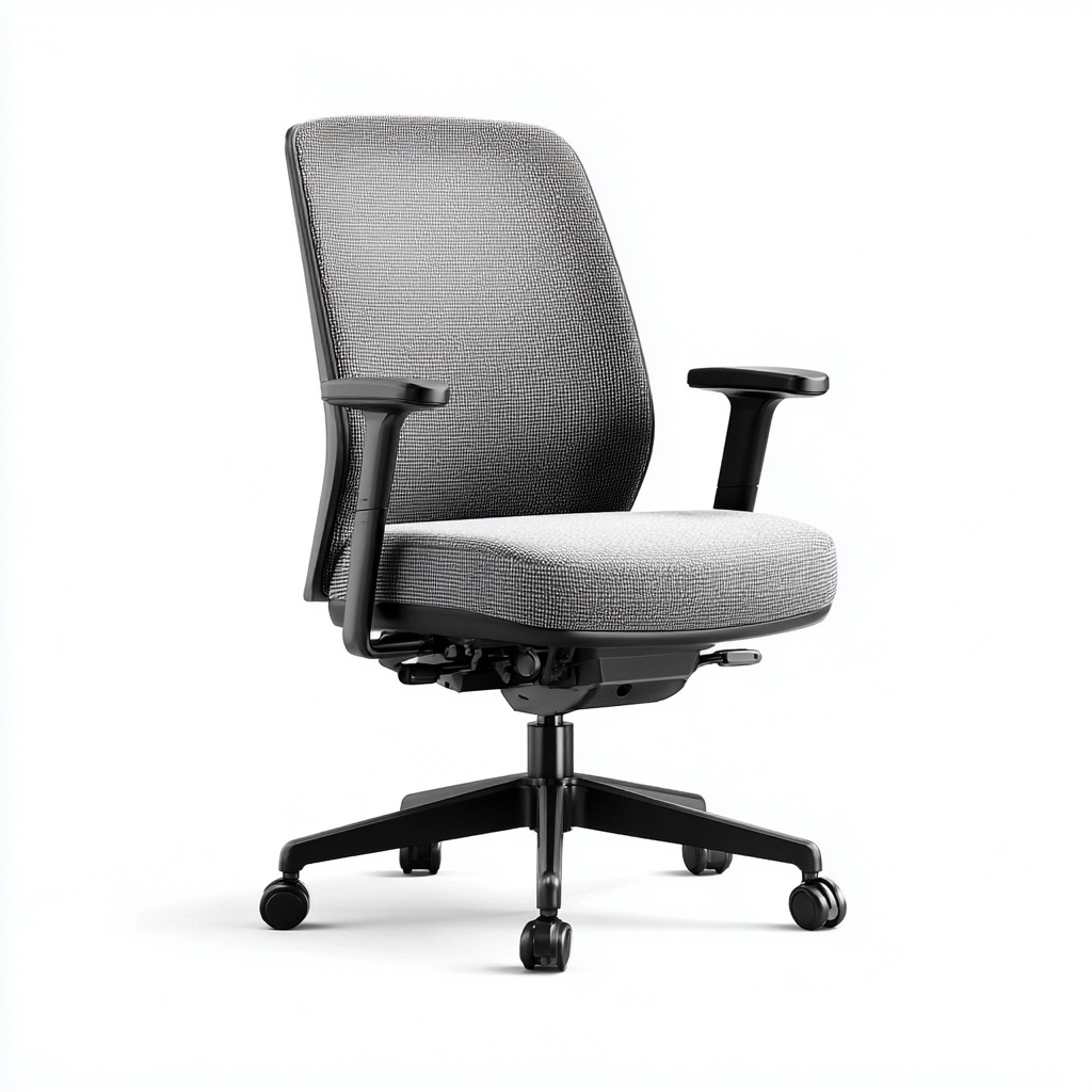 Bürostuhl Stoffpolster Ergonomisch 65x63x102 cm - Grau - Modernes Design - Höhenverstellbar und Drehbar-Spaceova