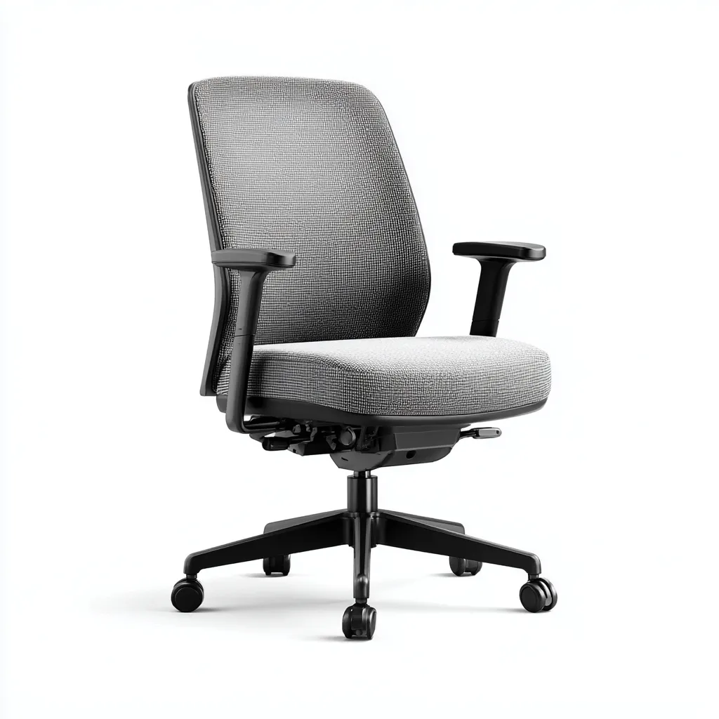 Bürostuhl Stoffpolster Ergonomisch 65x63x102 cm - Grau - Modernes Design - Höhenverstellbar und Drehbar-Spaceova