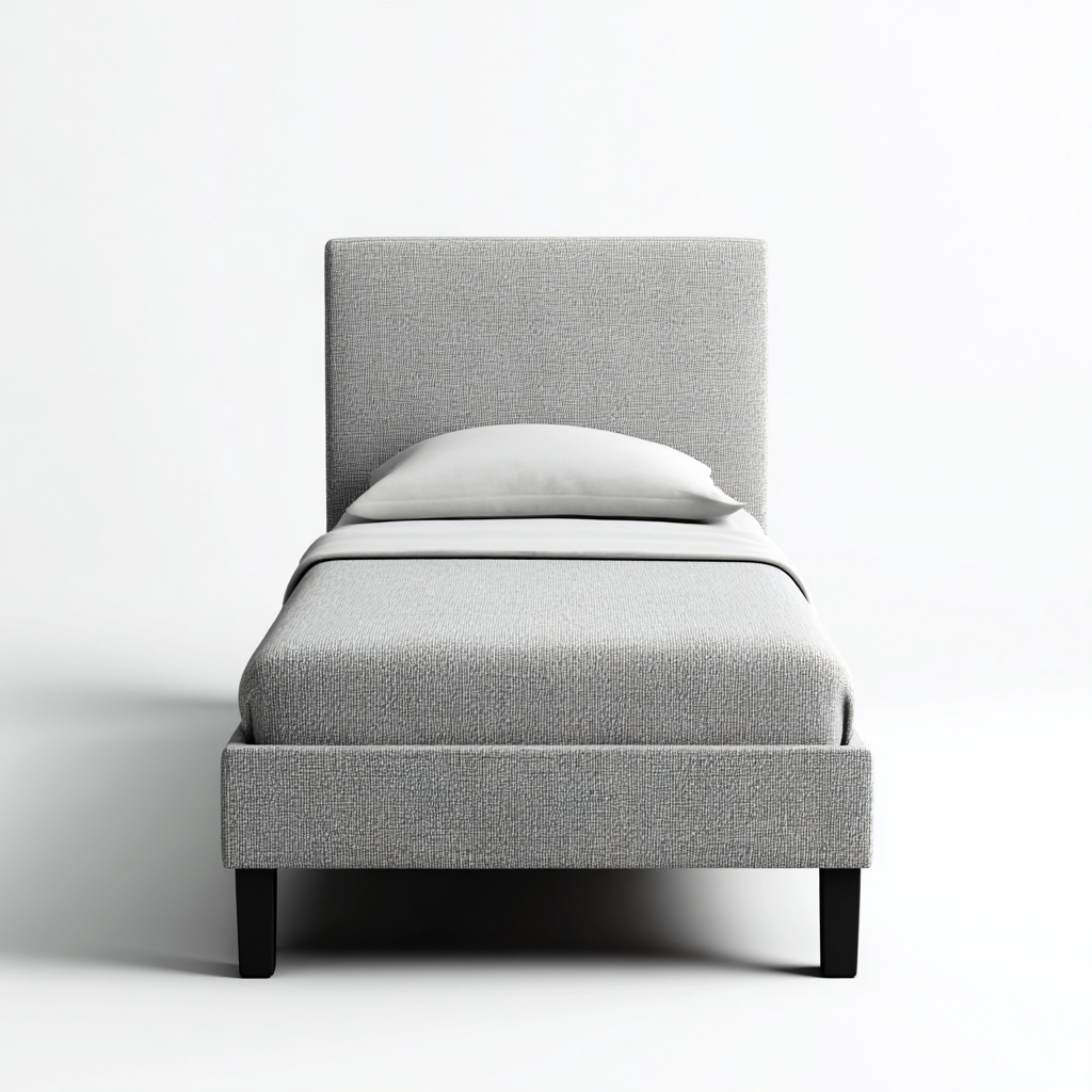 Einzelbett Stoff 200x90x95 cm - hellgrau - minimalistisches Design mit gepolstertem Kopfteil-Spaceova