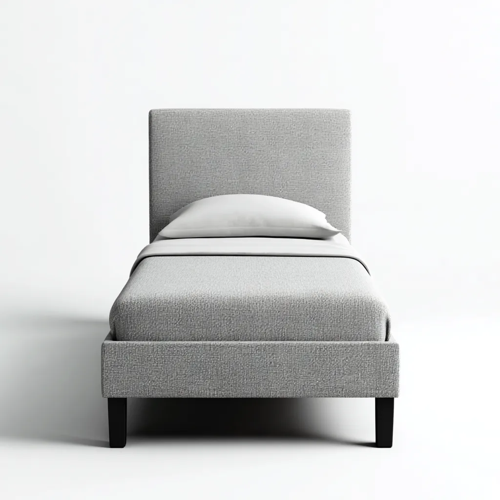 Einzelbett Stoff 200x90x95 cm - hellgrau - minimalistisches Design mit gepolstertem Kopfteil-Spaceova