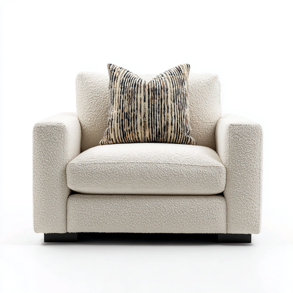 Sessel Bouclé 95x92x102 cm - creme - moderner Stil mit Massivholzfüßen