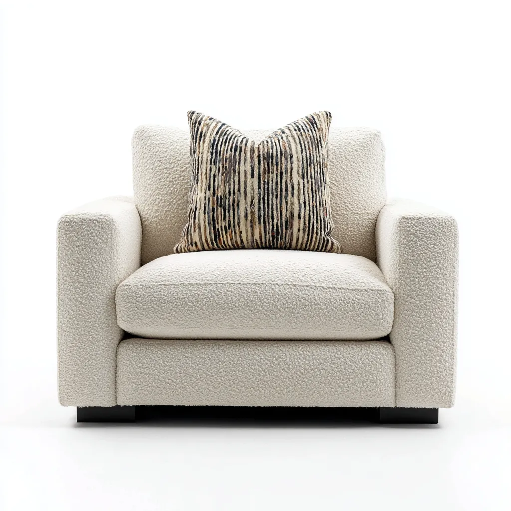 Sessel Bouclé 95x92x102 cm - creme - moderner Stil mit Massivholzfüßen