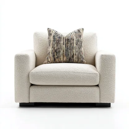 Sessel Bouclé 95x92x102 cm - creme - moderner Stil mit Massivholzfüßen