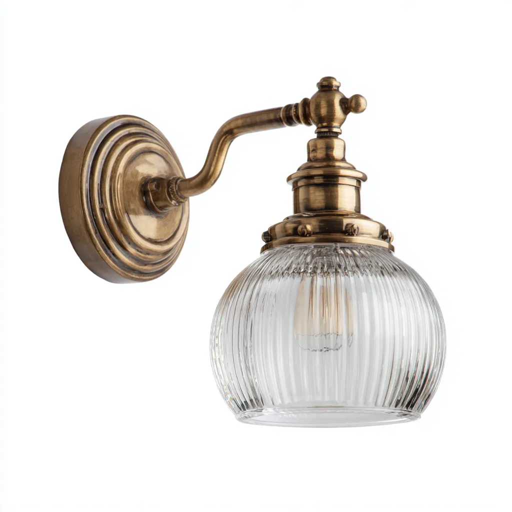 Wandleuchte 17x22x28 cm - gold - Wandleuchte im Vintage-Stil aus Metall und Glas