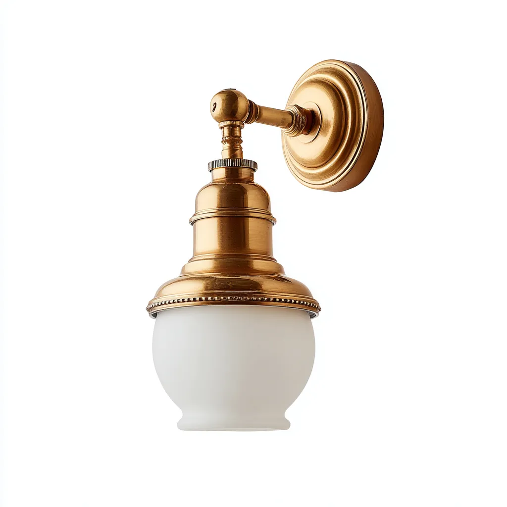 Wandleuchte 18x21x30 cm - gold/weiß - Kugelförmiger Glasschirm im klassischen Stil mit Messinghalterung-Spaceova