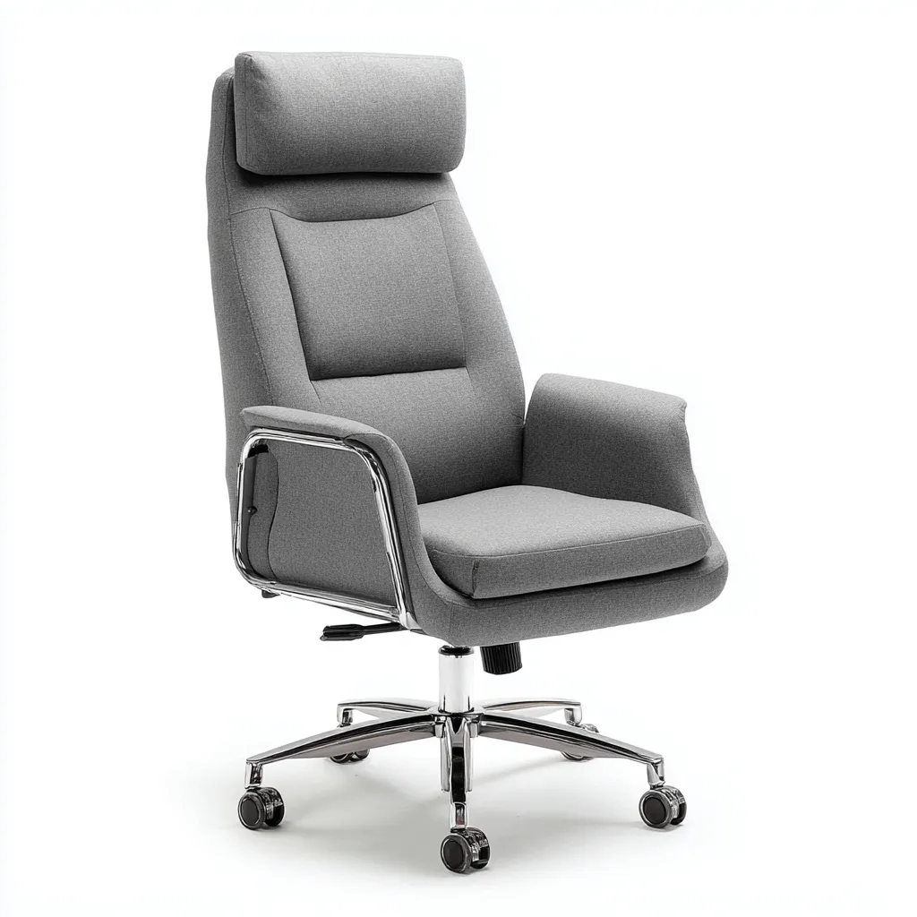 Bürostuhl Stoffpolster Ergonomisch mit Kopfstütze 68x70x122 cm - Grau - Modernes Design - Höhenverstellbar und Drehbar-Spaceova