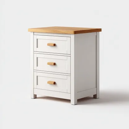 Schubladenschrank 60x40x80 cm - weiß und eichenfarben - moderner Stil mit 3 Schubladen