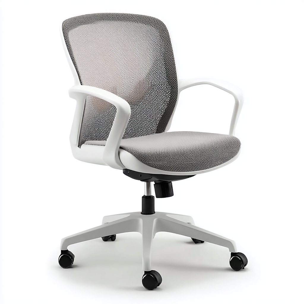Bürostuhl Meshgewebe Ergonomisch 61x61x96 cm - Hellgrau - Modernes Design - Höhenverstellbar und Drehbar-Spaceova
