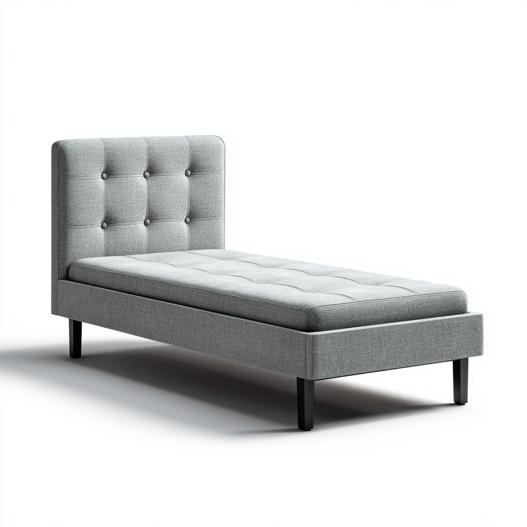 Einzelbett Stoff 200x90x95 cm - hellgrau - modernes Design mit gepolstertem Kopfteil