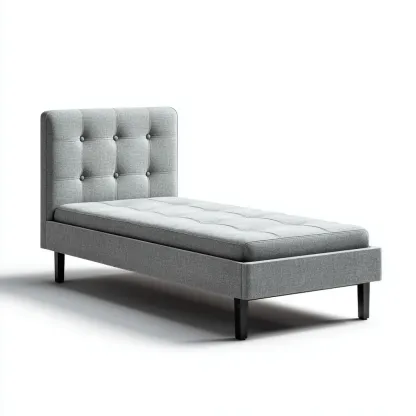 Einzelbett Stoff 200x90x95 cm - hellgrau - modernes Design mit gepolstertem Kopfteil