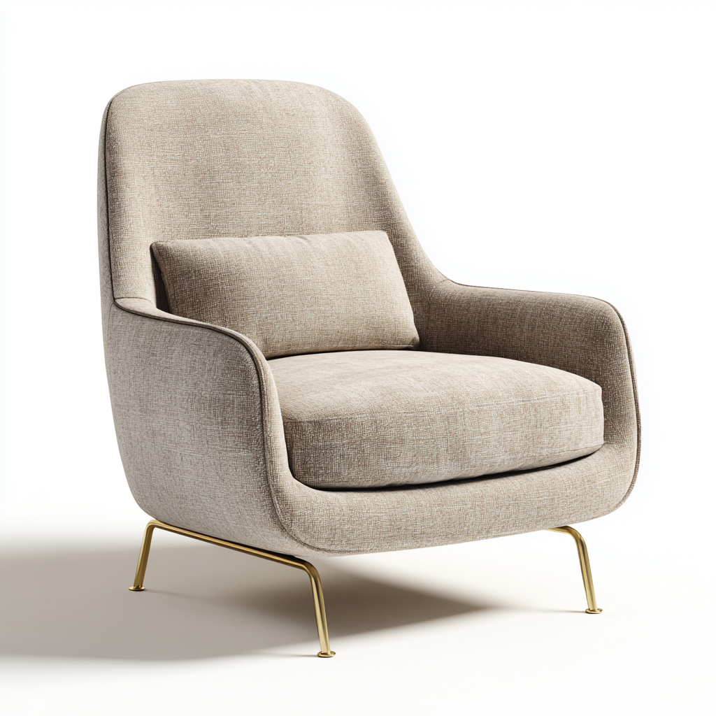 Sessel Stoff 89x83x107 cm - beige - moderner Stil mit Metallbeinen