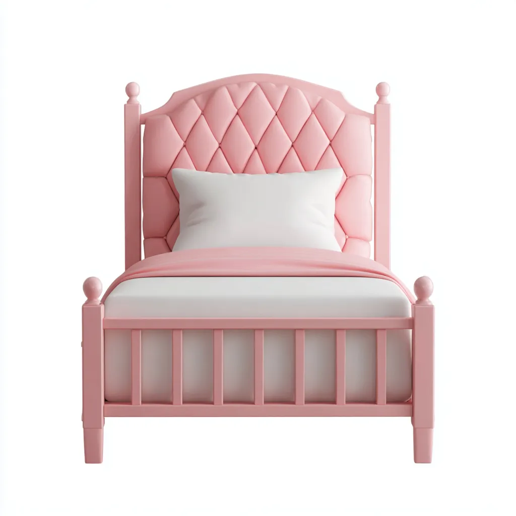 Einzelbett Holz 200x90x110 cm - rosa - klassisches Design mit gesteppter Polsterung