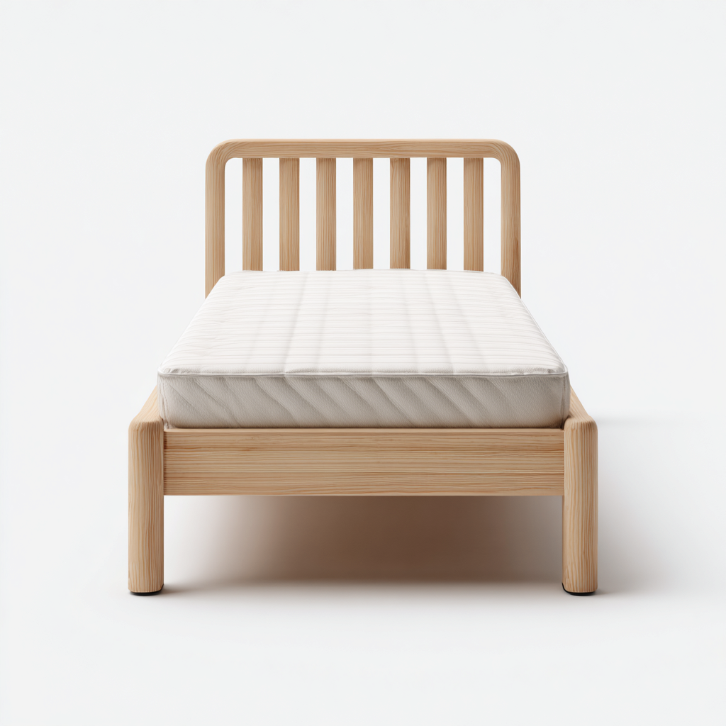 Einzelbett Massivholz 200x100x90 cm - natur - modernes Design mit abgerundeten Kanten