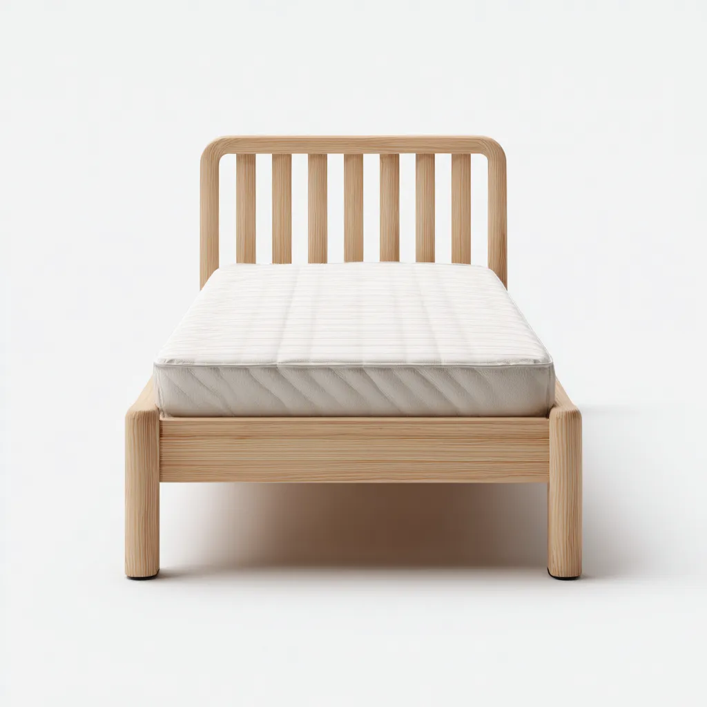 Einzelbett Massivholz 200x100x90 cm - natur - modernes Design mit abgerundeten Kanten