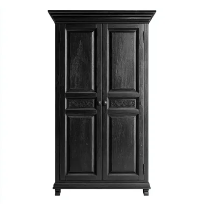 Kleiderschrank Massivholz 105x60x195 cm - schwarz - antikes Design mit Zierverzierung