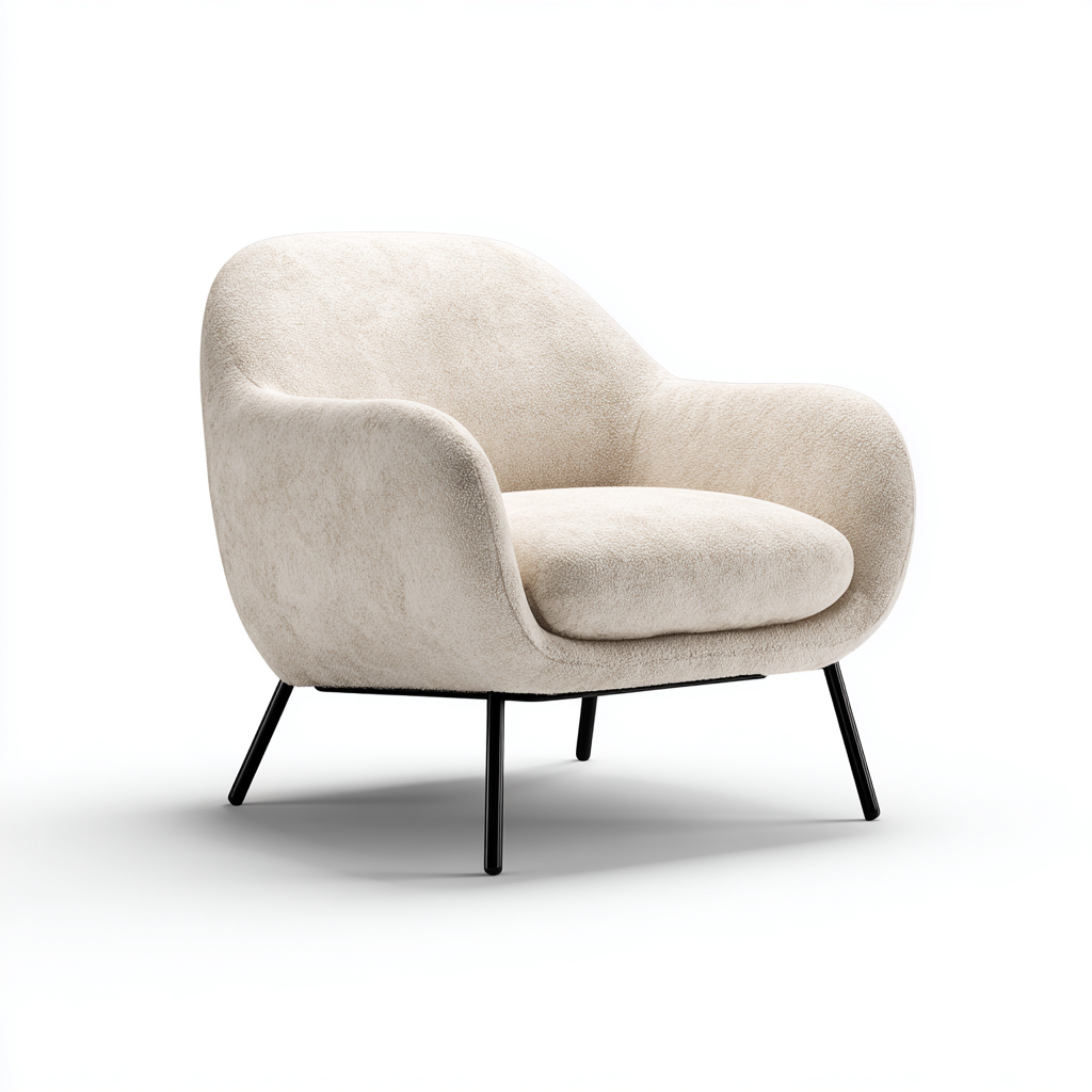 Sessel Stoffbezug 88x90x84 cm - creme - moderner Lounge Stil mit Metallbeinen