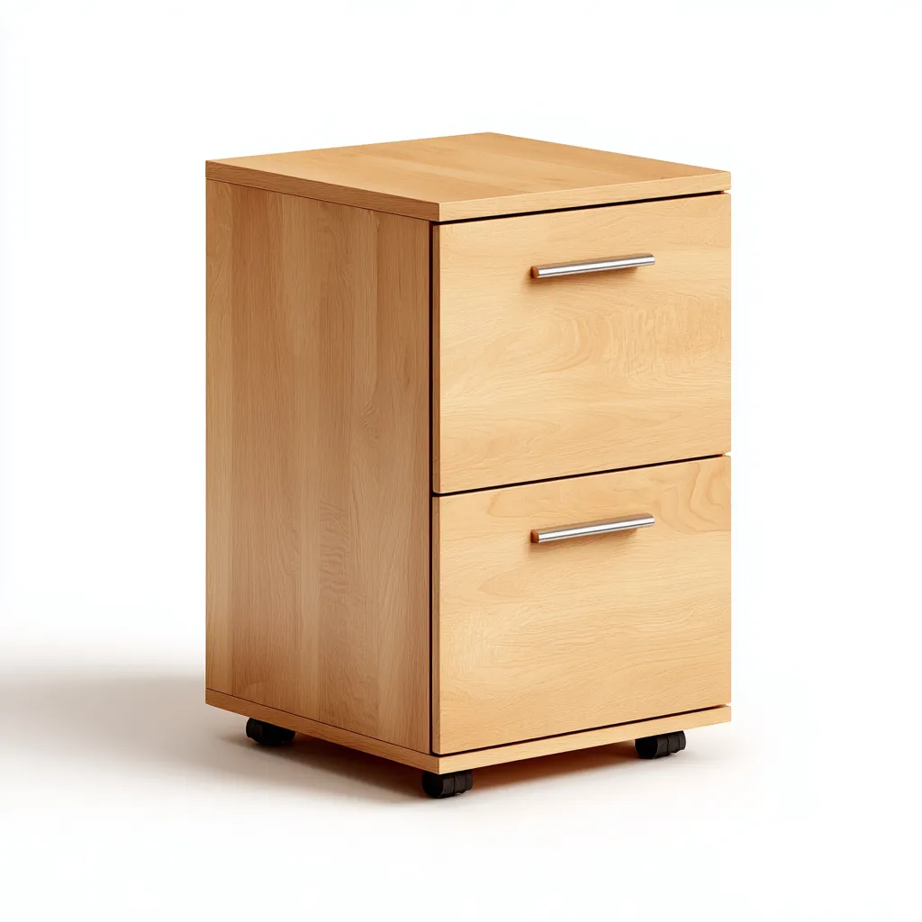 Aktenschrank aus Holz 45x40x70 cm - buche - mit zwei Schubladen und Rollen im klassischen Design-Spaceova