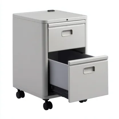 Aktenschrank aus Metall 50x45x65 cm - hellgrau - mit zwei Schubladen und Schloss im modernen Design-Spaceova