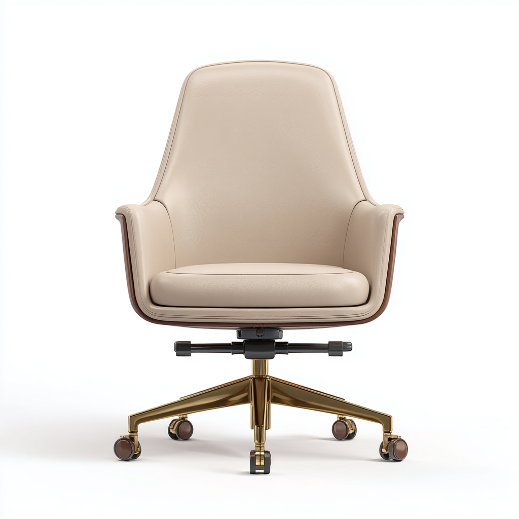 Bürostuhl - Kunstleder - 65x65x95 cm - beige - modernes Design