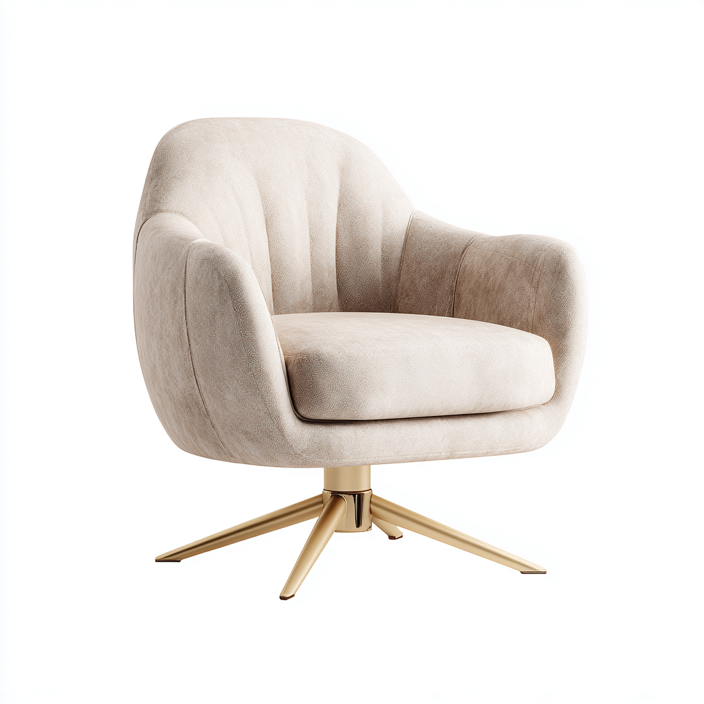 Sessel Samtstoff 82x78x86 cm - beige - moderner Drehstuhl Stil mit Metallfuß