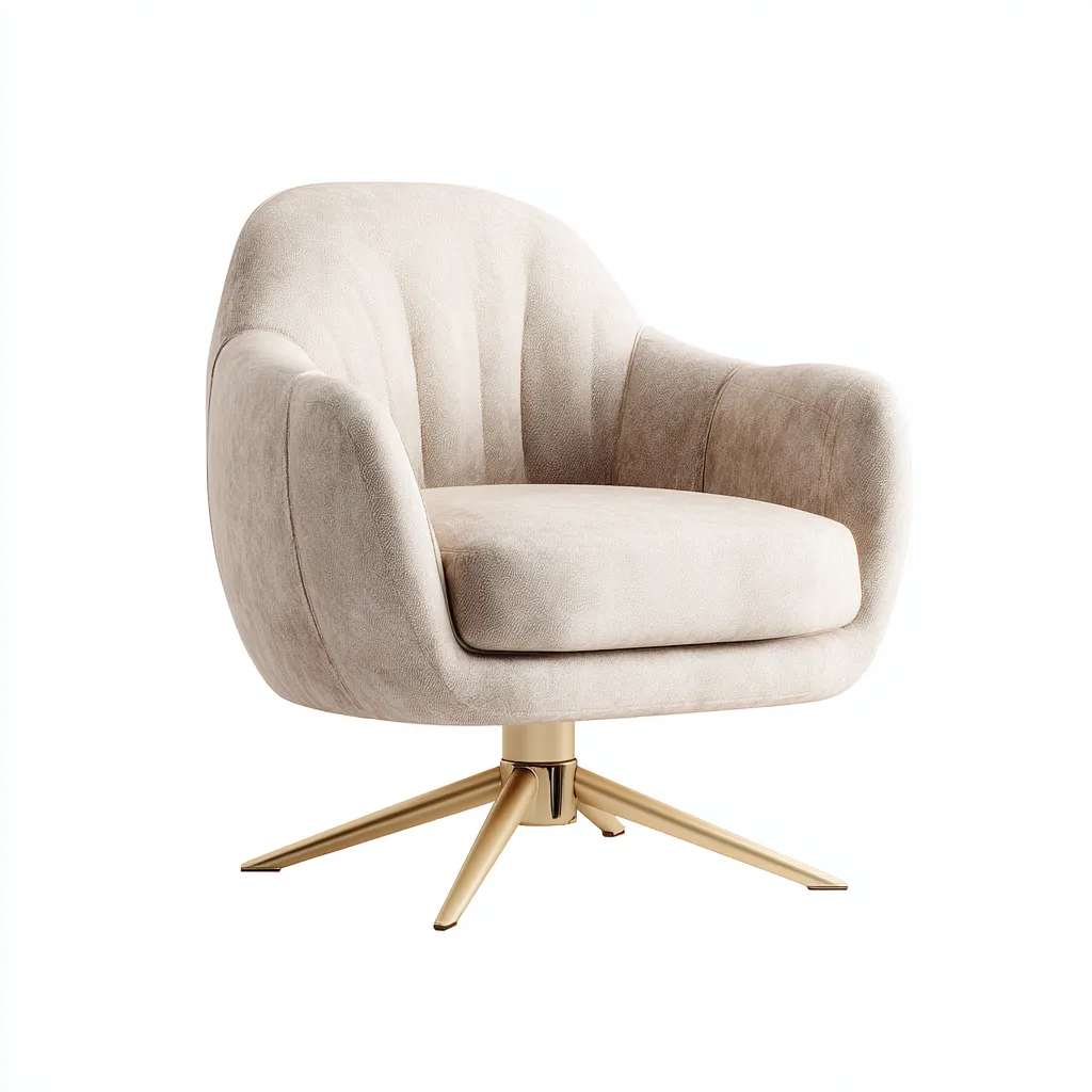 Sessel Samtstoff 82x78x86 cm - beige - moderner Drehstuhl Stil mit Metallfuß