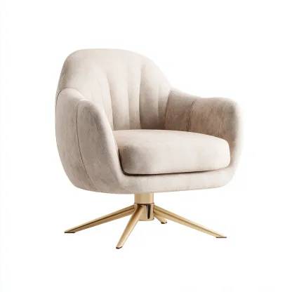 Sessel Samtstoff 82x78x86 cm - beige - moderner Drehstuhl Stil mit Metallfuß