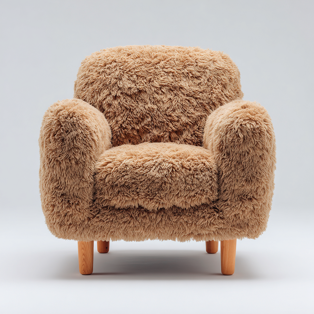 Sessel Kunstfell 92x88x102 cm - braun - moderner Stil mit Holzbeinen