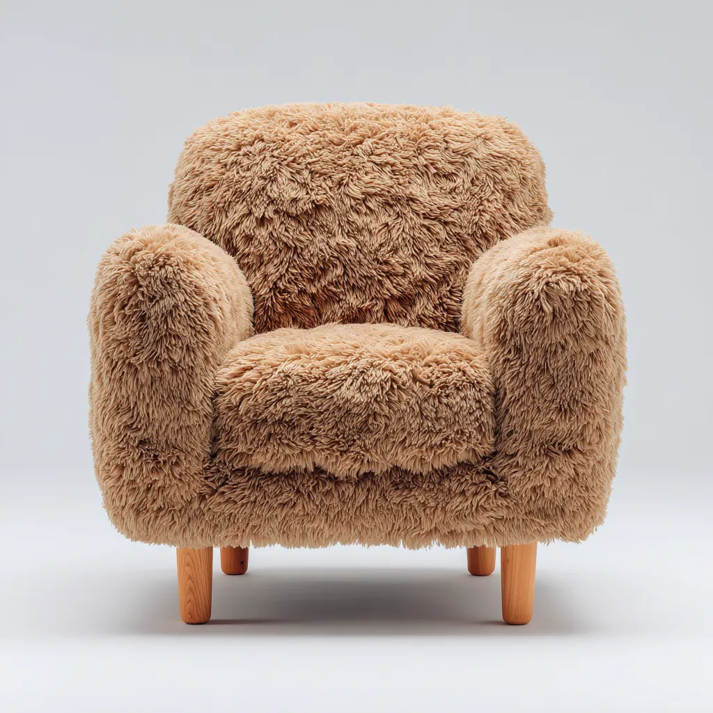 Sessel Kunstfell 92x88x102 cm - braun - moderner Stil mit Holzbeinen