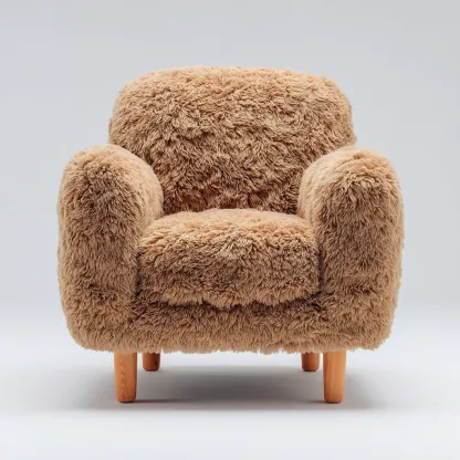 Sessel Kunstfell 92x88x102 cm - braun - moderner Stil mit Holzbeinen