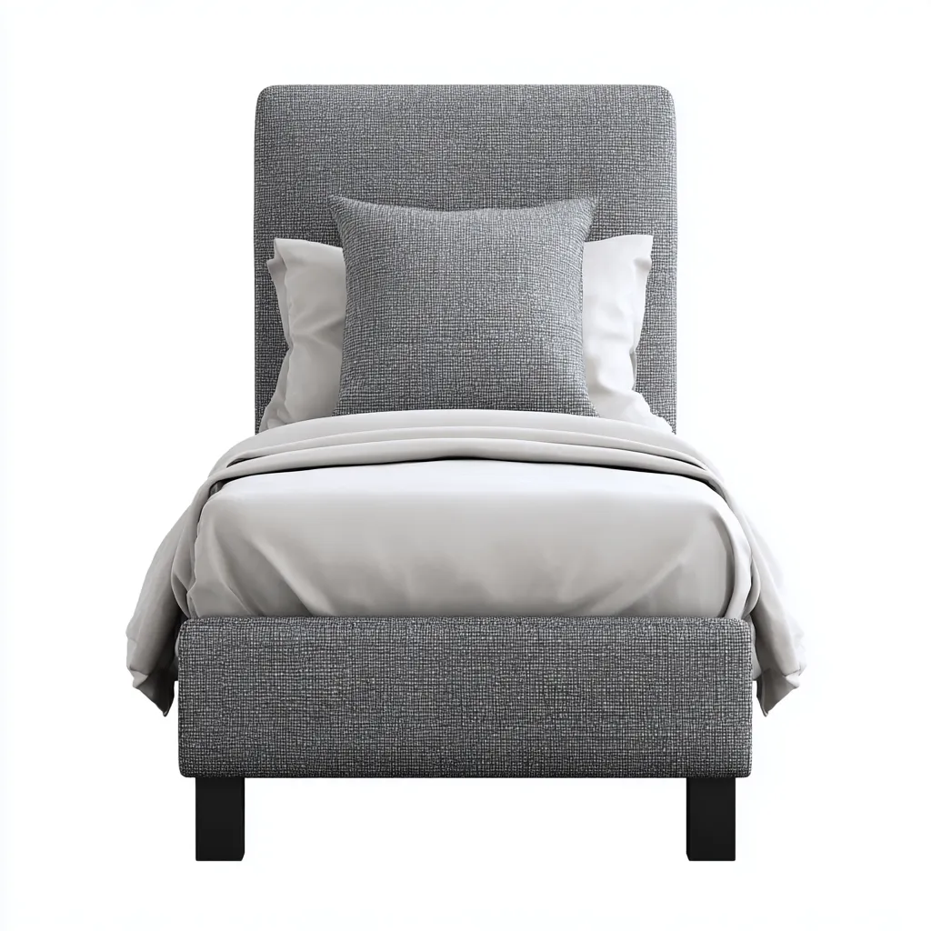 Einzelbett Stoff 200x90x100 cm - dunkelgrau - modernes Design mit gepolstertem Kopfteil