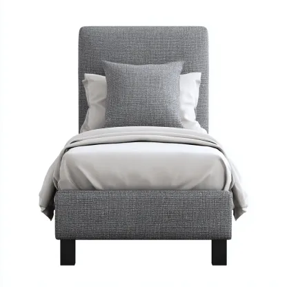 Einzelbett Stoff 200x90x100 cm - dunkelgrau - modernes Design mit gepolstertem Kopfteil