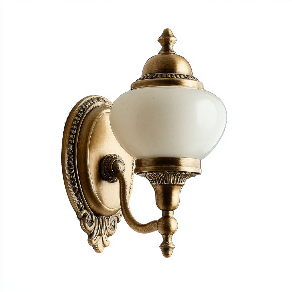 Wandleuchte Metall und Glas 18x22x32 cm - weiß/gold - klassisches Design mit verziertem Sockel-Spaceova