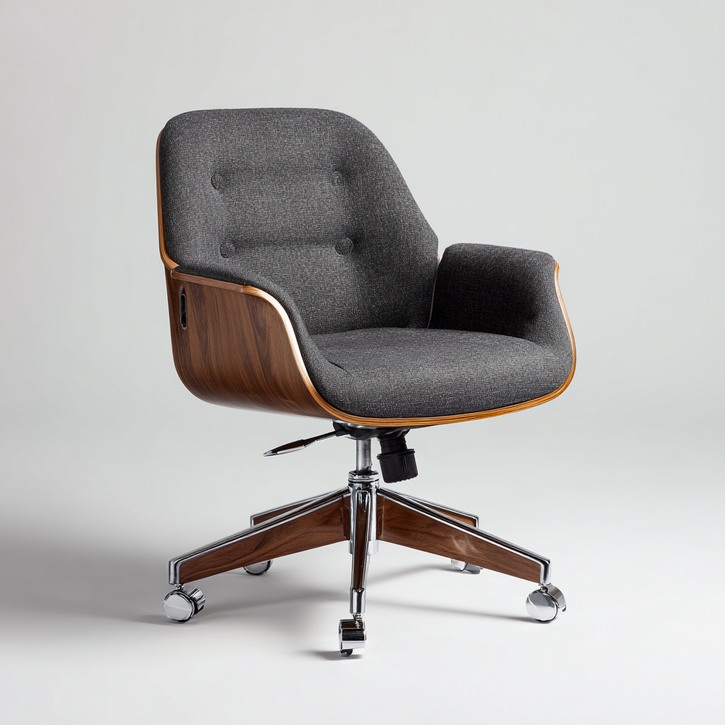 Bürostuhl Stoffpolster Ergonomisch 64x62x95 cm - Dunkelgrau - Modernes Design - Höhenverstellbar und Drehbar-Spaceova